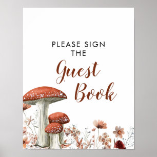 Poster Boho Automne Champagne Baby shower Floral Livre d'