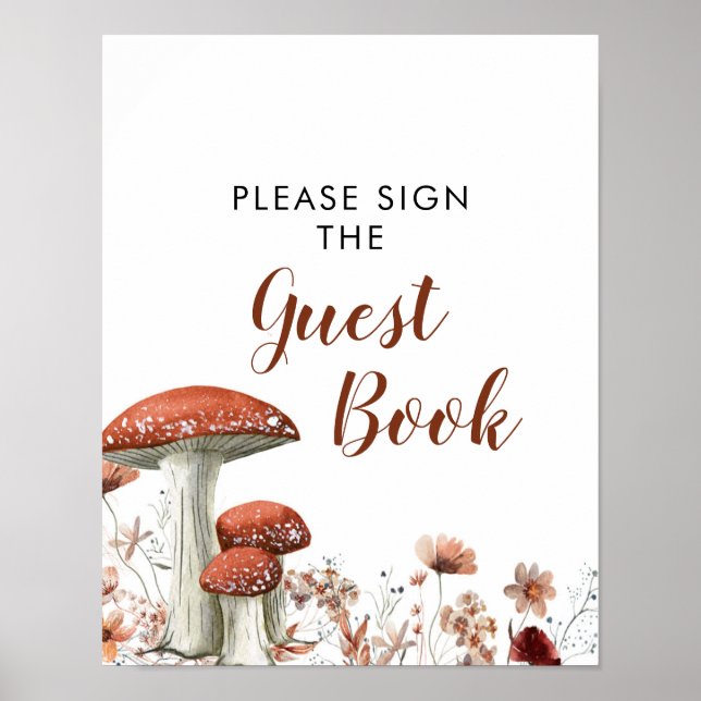 Poster Boho Automne Champagne Baby shower Floral Livre d' (Devant)