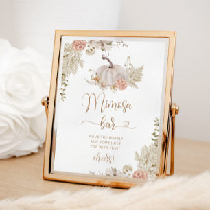 Poster Boho automne citrouille signe barre mimosa