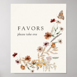 Poster Boho Automne Fleur sauvage Mariage Faveurs Signer