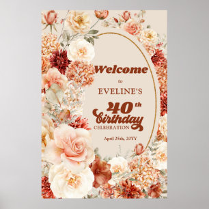 Poster Boho automne jardin rouille orange 40 anniversaire