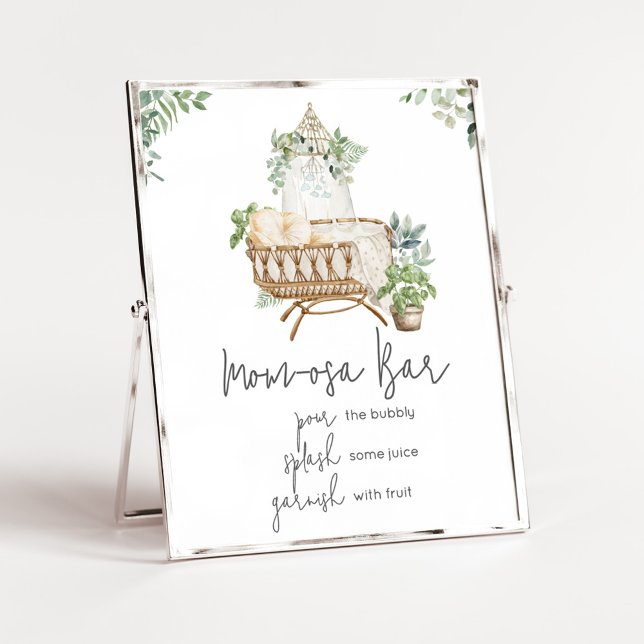 Poster Boho Baby Baby shower bébé Maman Osa Bar (Baby Crib Boho Baby Shower Mom Osa Bar Sign)