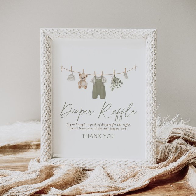 Poster Boho Baby Clothes Baby Shower Diaper Raffle Sign (Créateur téléchargé)