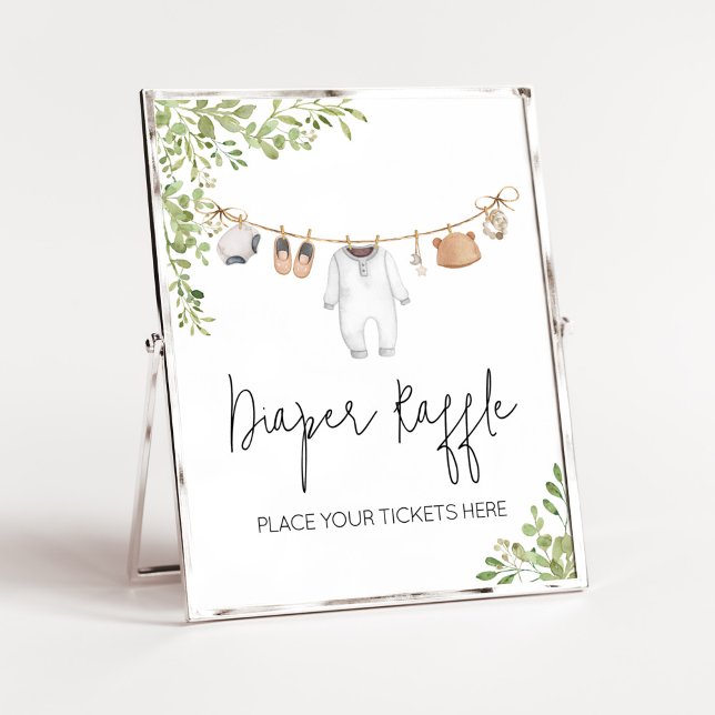 Poster Boho Baby Vêtements Baby shower Déchets Raffle (A Sweet Little Baby Boho Baby Shower Diaper Raffle Sign)