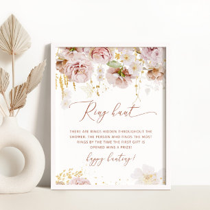 Poster Boho bague fleurie chasse nuptiale douche jeu d'af