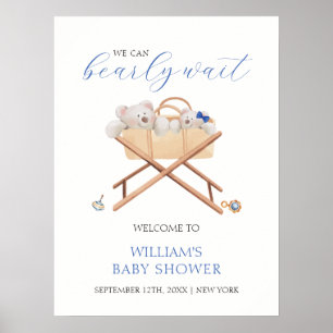 Poster Boho Bear Berceau Jouet Garçon Baby Shower Bienven