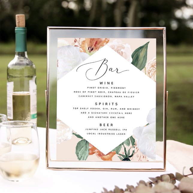 Poster Boho Blooms Barre de Mariage Panneau de menu (Créateur téléchargé)