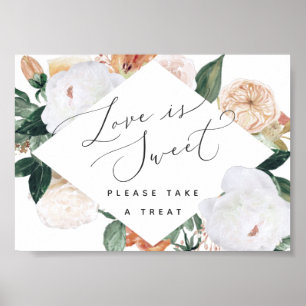 Poster Boho Blooms Love Is Sweet Mariage Dessert Bar Sign