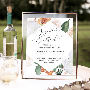 Poster Boho Blooms Mariage Signature Cocktail Menu Signe