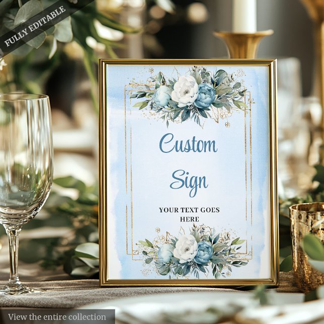 Poster Boho Blue Eucalyptus Gold Frame DIY Wedding Sign (Boho Blue Eucalyptus Gold Frame DIY Wedding Sign

)