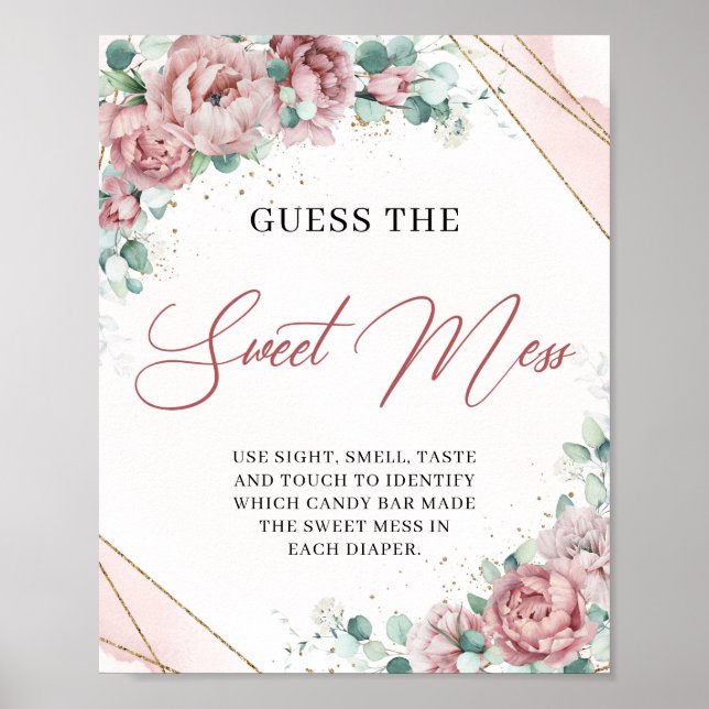 Poster Boho Blush cadre or floral Guess The Sweet Mess (Devant)