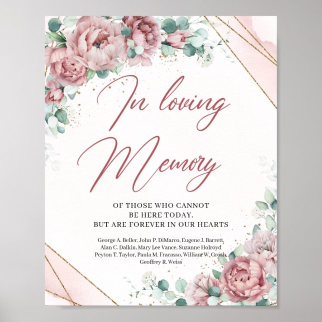 Poster Boho blush fleuri eucalyptus En amour signe de mém (Devant)