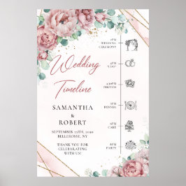 Poster Boho blush floral eucalychypre or mariage Timeline