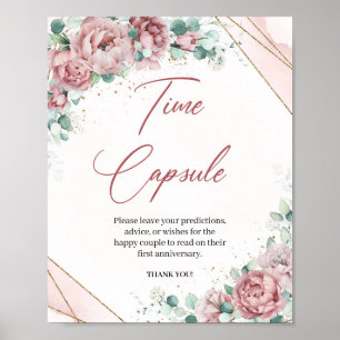 Poster Boho blush floral eucalyptus capsule temporel jeu