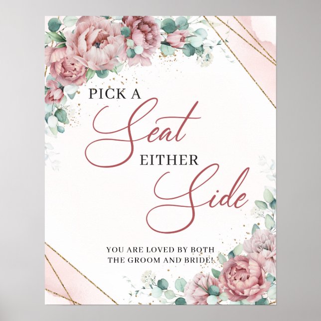 Poster Boho Blush floral gold Choisissez un siège de chaq (Devant)