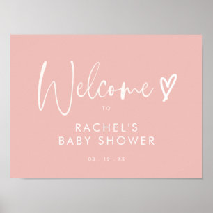 Poster Boho Blush rose Baby shower Bienvenue