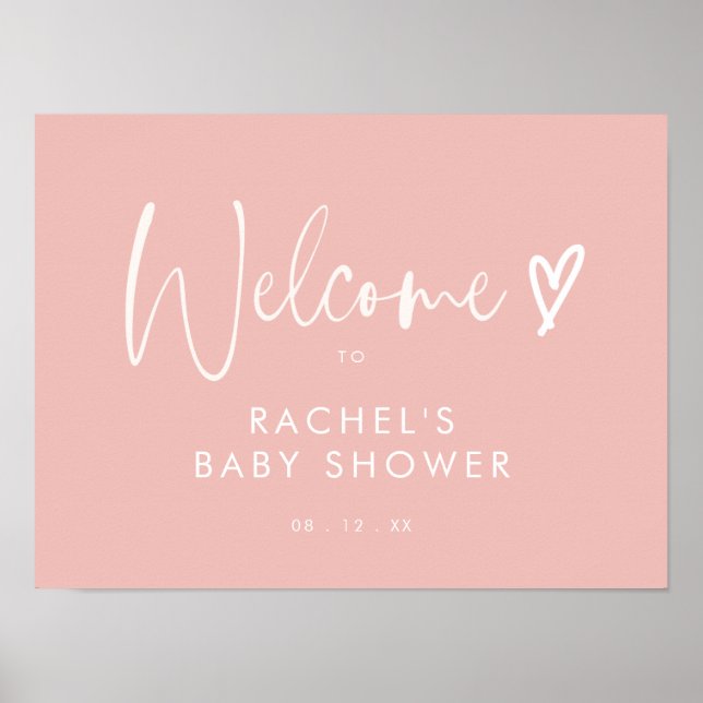 Poster Boho Blush rose Baby shower Bienvenue (Devant)