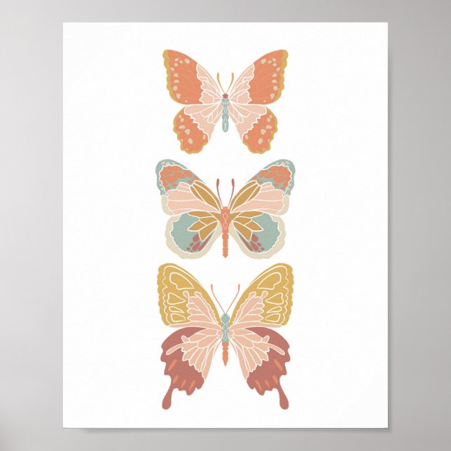 Poster Boho Bold Papillons papillons Girls Nursery Art (Devant)