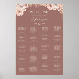 Poster Boho Botanical   Siège Alphabétique Dusty Rose