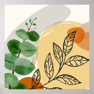 Poster Boho Botanique Vert Orange