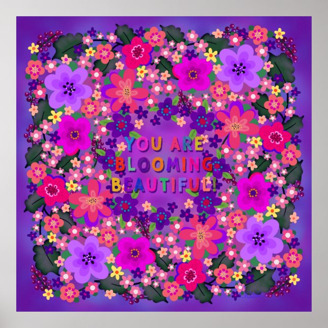 Poster Boho Bright Big Beautiful Flowers (Devant)