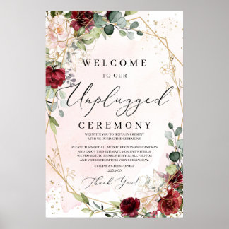 Poster Boho burgundy accueil signe de cérémonie débranché
