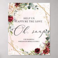 Boho burgundy mariage d'or floral oh signe instant