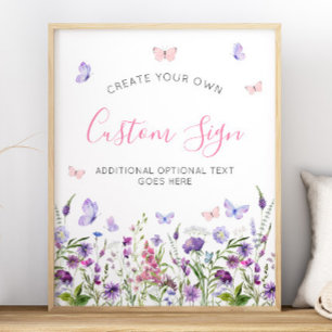 Poster Boho Butterfly Fleur sauvage Baby shower 16x20