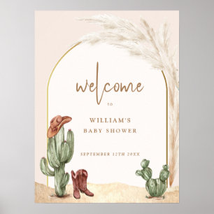 Poster Boho Cactus Arch Desert Cowboy Baby shower Bienven