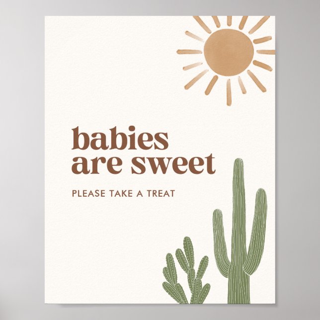Poster Boho Cactus Baby shower Les bébés sont des signes  (Devant)