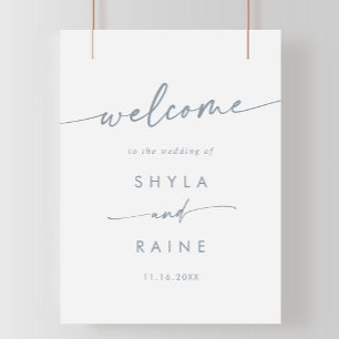Poster Boho Chic Ardoise Bleu do-it-yourself Mariage Affi