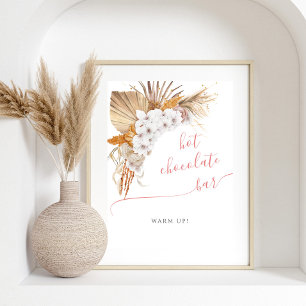 Poster Boho Chic Baby shower d'aquarelle Hot Chocolat Bar