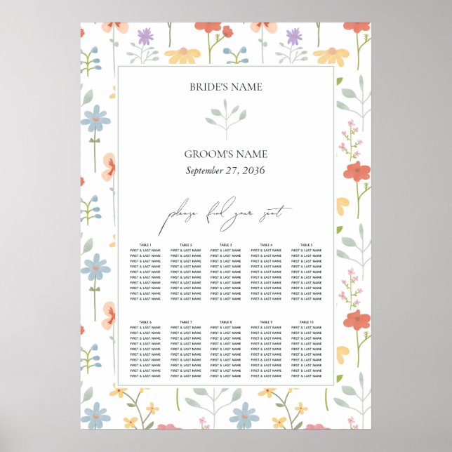 Poster Boho Chic Fleur sauvage Floral Mariage Carte de si (Devant)