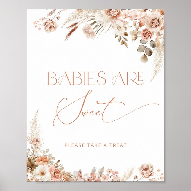 Poster Boho Chic Floral Babies are Sweet  (Devant)