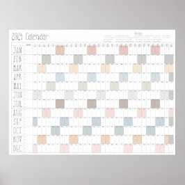 Poster Boho Chic Large 2024 Wall Calendar (Horizontal)