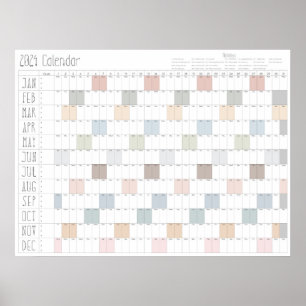 Poster Boho Chic Large 2024 Wall Calendar (Horizontal)