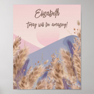 Poster Boho Chic Pastel Pampas Grass Nature Citation Pers