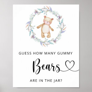Poster Boho chic petit ours devinez combien d'ours GUMMMY