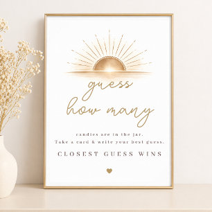 Poster Boho Chic Soleil Neutre Baby Shower Devinez Combie