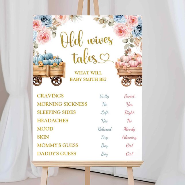 Poster Boho Citrouille Pampas Herbe Lui ou Elle Sexe Révé (Créateur téléchargé)