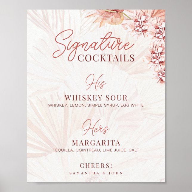 Poster Boho Cocktails Signature Ses Boissons Mariage (Devant)