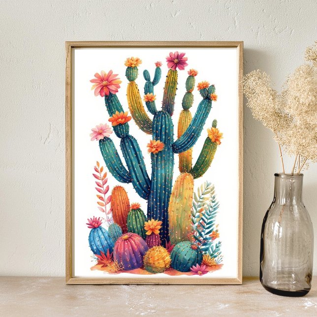 Poster Boho Coloré Desert Cactus Art (Créateur téléchargé)