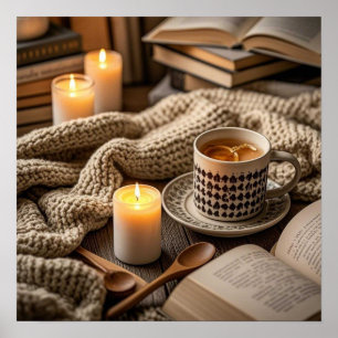 Poster Boho Cosy Chaud Chandelier lumières