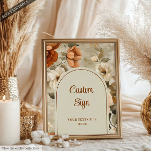 Poster Boho Cuivre Beige Olive Floral Personnalisé sans f