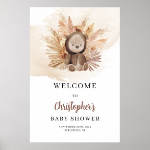 Poster Boho Cute ours en peluche Baby shower tropical Bie