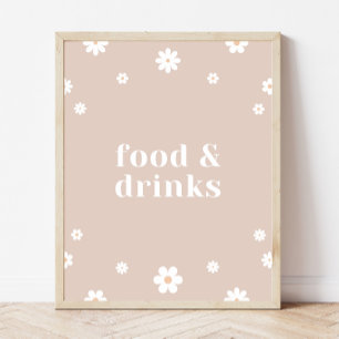 Poster Boho Daisy Restauration & Boissons Symbole de fête