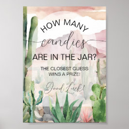 Poster Boho Desert Cactus Baby shower Candy Guess Game