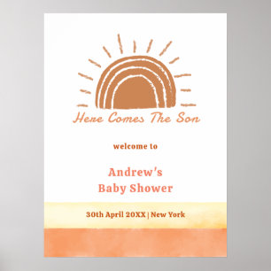 Poster Boho Desert Voici Le Baby shower Son Bienvenue