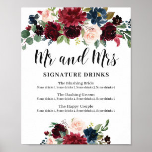 Poster Boho d'hiver signature Mariage Floral signe boisso