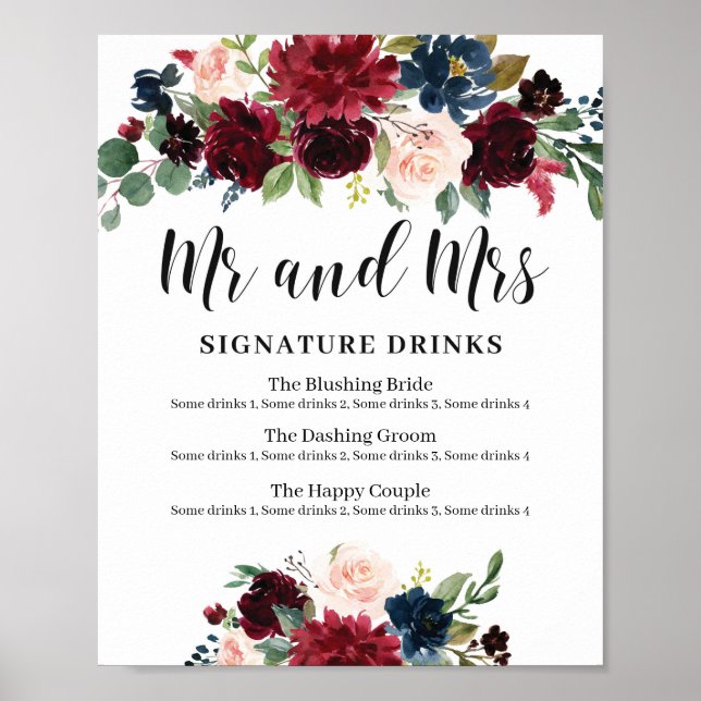 Poster Boho d'hiver signature Mariage Floral signe boisso (Devant)